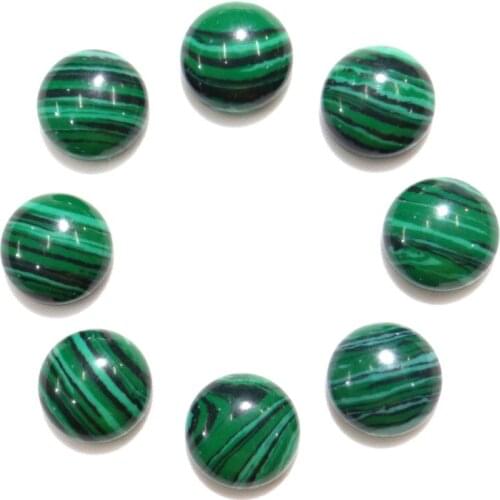50pcs/12mm Natural Stone Round No Hole Cabochons malachite Beads for Woman Men Jewelry Making DIY Ring Pendant Accessories