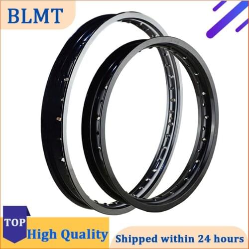 6061 Aviation Aluminum F & R Motorcycle Black / Silver Rims Wheel Circle 2.15x18 1.60x21 36 Spoke Holes High Strength Black