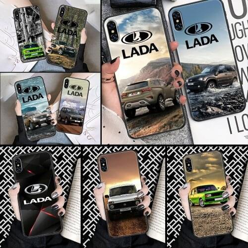 Car lada Phone Case Cover Hull For iphone 5 5s se 2 6 6s 7 8 12 mini plus X XS XR 11 PRO MAX black 3D bumper silicone shell