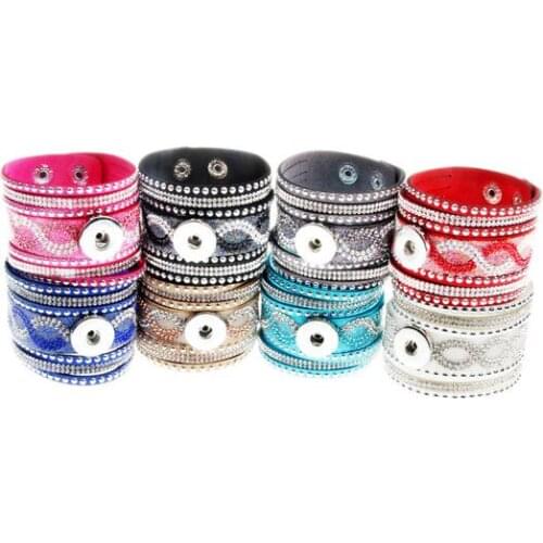 8 colors 18mm Snap Button Beads Leather Rhinestones Bracelet Jewelry For Women Watchs Bracelet Snap button Jewelry