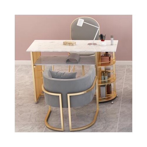 Net red marble manicure table and chair set combination simple manicure shop make up table European style iron new style