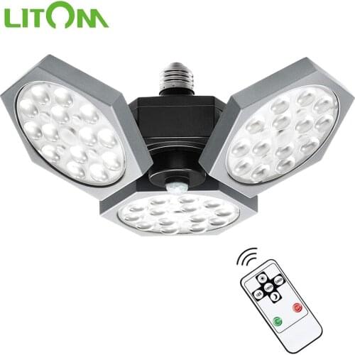 LITOM Motion Activated Deformable Led Garage Lights 60w 6500 Lumens Adjustable Motion Sensor Ceiling Light for Garage Warehouse