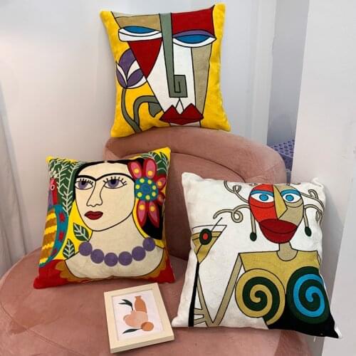 New style Cushion Cover Picasso Embroidered Decorative Throw Pillowcases Abstract Creative Decoration For Home Sofa Car Covers