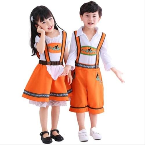 Children Bavarian Oktoberfest Costumes Boys German Beer Cosplay Girls Beer Waiter Dress Cosplay Costume For Kids XS-XL