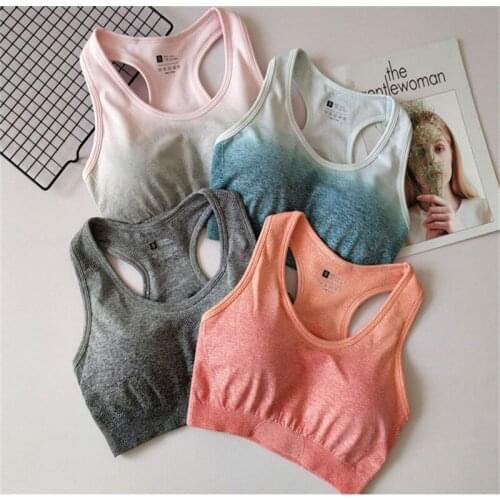 Women Bra Sportswear Push Up Running Sports Bra Top Padded Training Workout Active Jogger Women Fitness Gym Bra Ombre