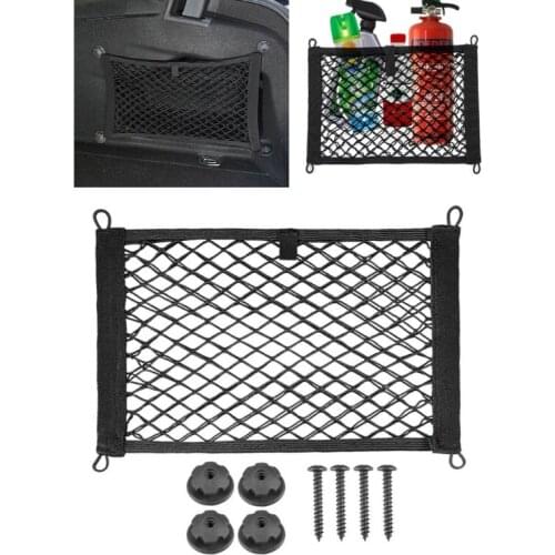 Elastic Trunk Double-Layer Side Net Water Bottle Oganizer Black Automotive Cargo Storage Accessor For Saving Car Interior Space