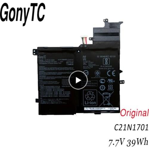 GONYTC New C21N1701 Battery For ASUS VivoBook S460UA S460U K406UA S406UA-BM360T S406UA-BM146T S406UA-BM148T C21PQC5 7.7V 39WH