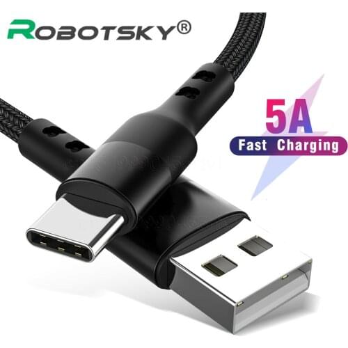 5A USB Type C Cable Wire For Samsung S10 S20 Huawei Xiaomi Mobile Phone Quick Charger Cord USB C Fast Charging Data Cable