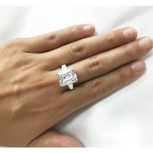 Luxury 925 sterling silver Emerald cut 4CT Simulated diamond Rings for Women Eternal engagement ring set Brand fine jewelry gift