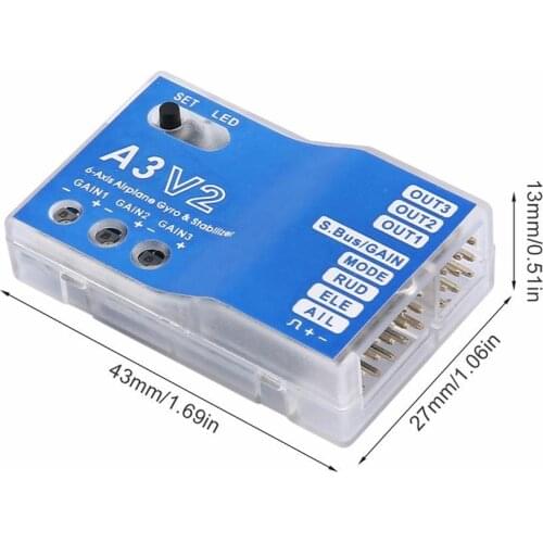 Hot sale Three-axis Gyro A3 V2 Flight Controller Stabilizer for RC Airplane Fixed-wing Copter One-click Auto Hover 4Flight Modes