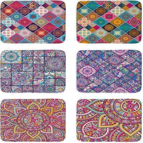 Mandala India Bliss Sun Moon printed Flannel Floor Mat Anti-Slip Tapete Floor Mats Kitchen Doormat welcome mats for front door