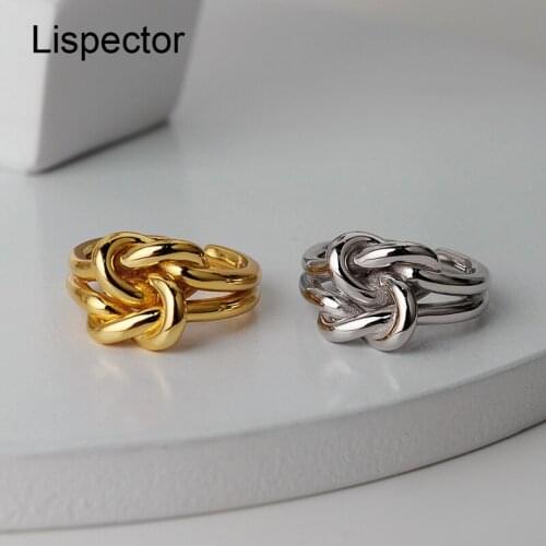 Lispector 925 Sterling Silver Luxury Multilayer Twine Knot Ring for Women Harajuku Weave Line Thick Rings Party Unisex Jewelry