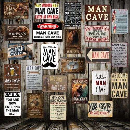 [ Mike86 ] Man Cave Rule ENTER AT YOUR OWN RISK bear Metal Tin Sign Home Bar Wall Painting Plaque Party Public Decor FG-258