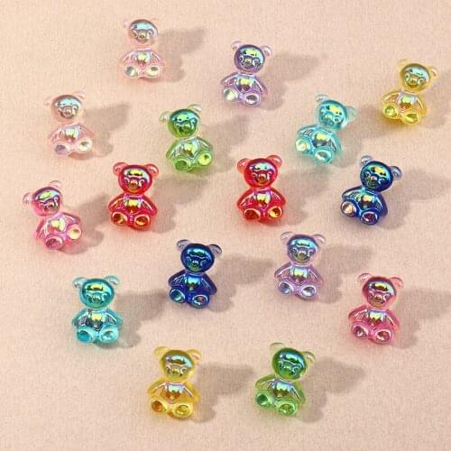 Lovely Cute Cartoon Rainbow Resin Earrings Colorful Animal Bear Stud Earring Candy Color Fashion Bear Earrings Women Kids Gifts