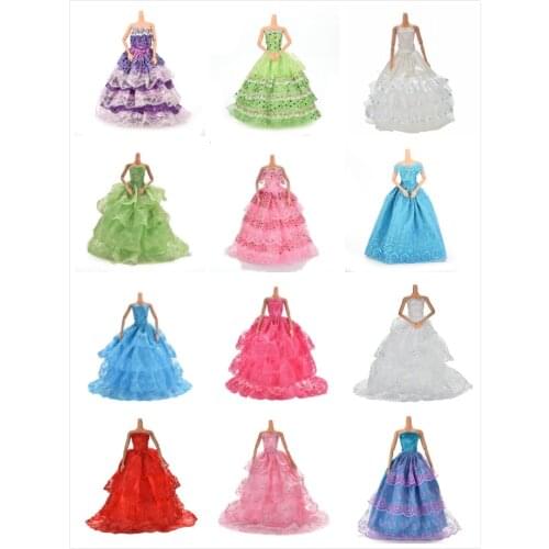 Multi Layers Elegant Handmade Wedding princess Dress For Doll Floral Doll Dress Clothes Clothing Dolls Accessories