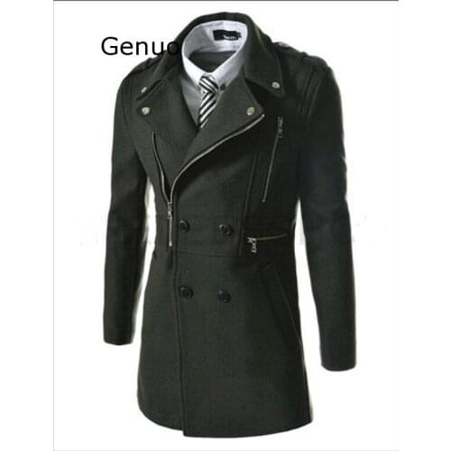 2020 NEW Mens Autumn Winter Tops Zipper Jacket Casual Long Fashion Outwear Parka Cardigan Coat