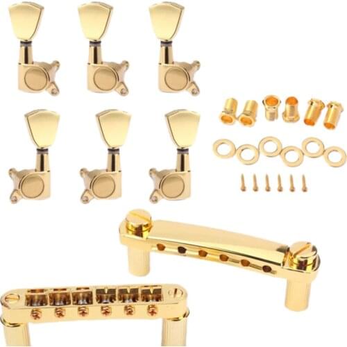 A Set Gold String Saddle Tune-O-Matic Bridge&Tailpiece For Gb Lp Style Electric Guitar