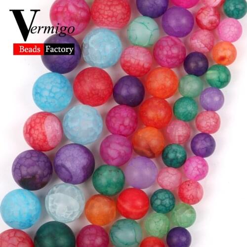 Natural Frost Dull Polished Colorful Dragon Veins Agates Stone Round Beads for Jewelry Making 6/8/10mm Matte Beads diy Bracelets