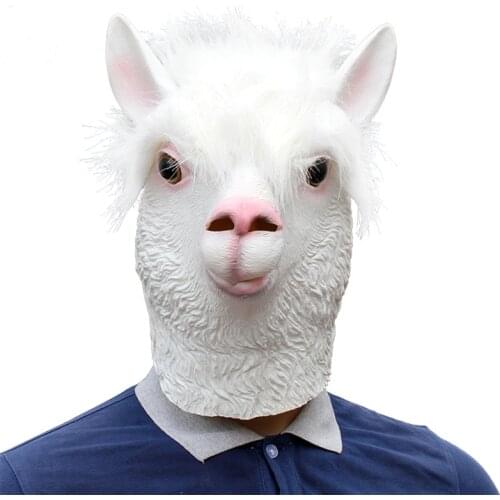 2019 New Alpaca Animal Sheep Spoof Mask Party Costume Cosplay Halloween Head Gear Latex