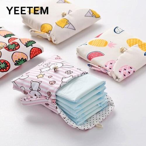 New fresh cute strawberry ice cream duckling unicorn storage bag Girls cosmetic card package Portable Collect tampon bag purses