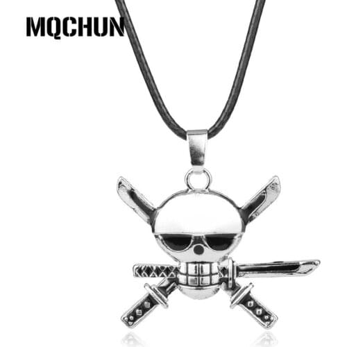 New Arrival One Piece Skull Pendant Necklace Monkey D Luffy Black Rope Chocker Necklace for Women and Men-30