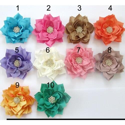 New Products Luxury DIY Hair Accessories 3.15'' Multilayer Angle CZ diamond Headdress Flower Kids Fabric Flower 50pcs/lot