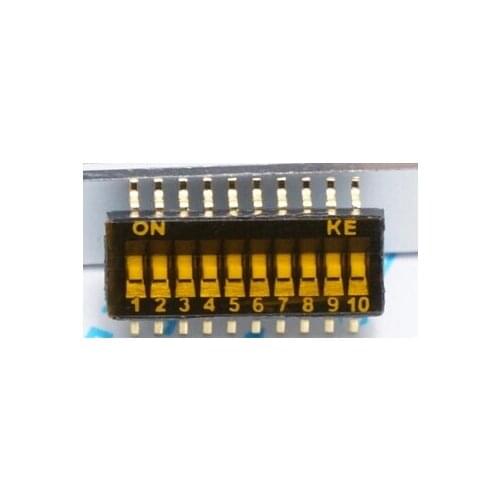 FREE SHIPPING 10PCS x 100% Original 10 Position 1.27mm Half Pitch 1.27-10P Gold Plated SMD DIP Switch DSHP10TSGER
