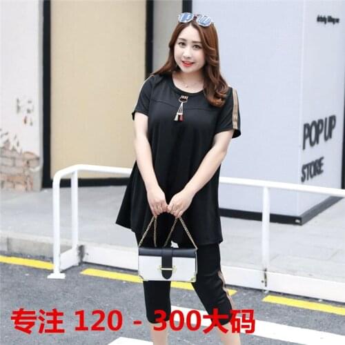 Plus Size Summer Women Sportswear Tracksuit Cotton Loose Sweatshirt+pant Running Jogger Exercise Outfit Casual Set Sport Suit