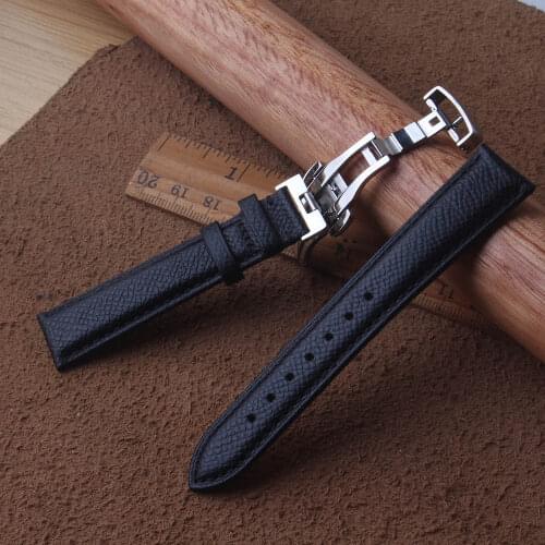 Black Lizard Pattern Genuine Leather 18mm 20MM Watches Bands Straps Belt Watchband butterfly Folding Clasp Buckle Watchband new