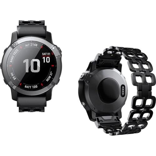 Watchband Belt Stainless Steel Replacement Double-row Steel Watch Strap for Fenix 6X/Fenix 5X/Fenix 3 Watch Repair Accessories