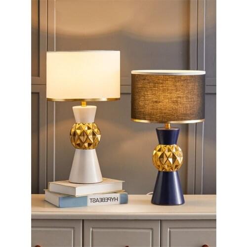 Luxurious modern ceramic fabric table lamps American bedroom bedside lamp European study decor lamp living roomf desk lights