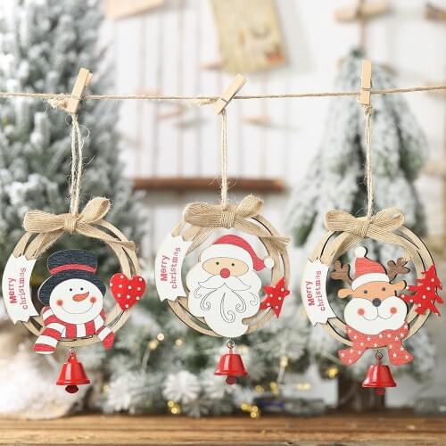 Christmas Decoration For Home Door Santa Snowman Garland Tree Christmas Gift Xmas wooden Ornament Pendant Navidad Natale 2019