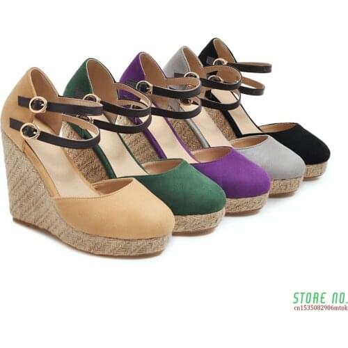 Platform Wedge Sandals 2021 Sets Of Heels High Heels Gladiator Buckle With Mixed Color Summer Shoes Sandalias Mujer 34-43