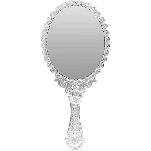 Silver Vintage Mirror Ladies Floral Repousse Oval Round Makeup Hand Hold Mirror Princess Lady Makeup Beauty Dresser Gift