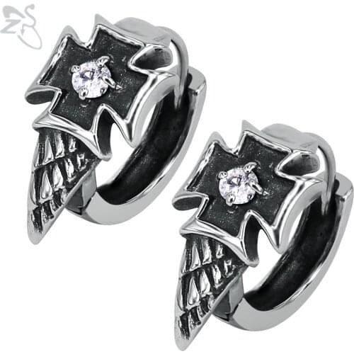 Rock Hoop Earrings With Crystal Round Circle Earings Piercing Ear Helix Cartilage Creole Surgical Steel Huggie Fashion Jewelry