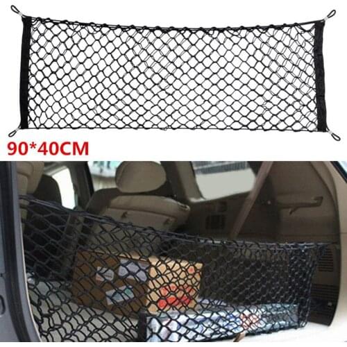 Storage Net forCar Trunk, Automotive Cargo Net forTruck Bed Streches, Elastic Nylon MeshUniversal Rear CarOrganizerNetwith Hooks