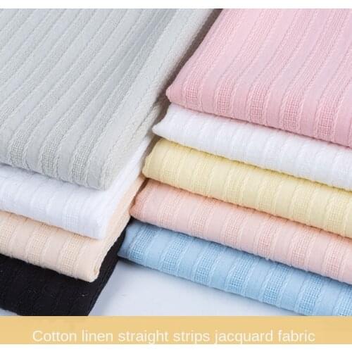 Wide 55'' Cotton Pure Color Jacquard Fabric in Spring and Summer for Garment Shirt and Dress Material