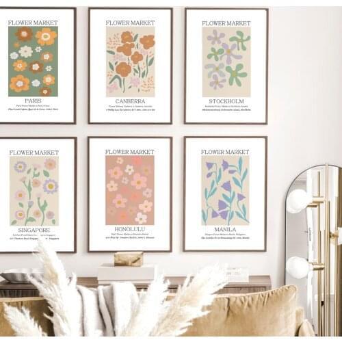 Nordic Posters And Print Flower Market Abstract Modern Wall Art Canvas Painting Gallery Wall Pictures For Living Room Home Decor