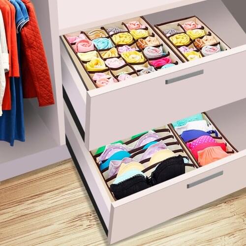 For Underwear Socks Bra Tie Foldable Drawer Organizer 4 Size Save Space Closet Separated Storage Boxes Non-woven