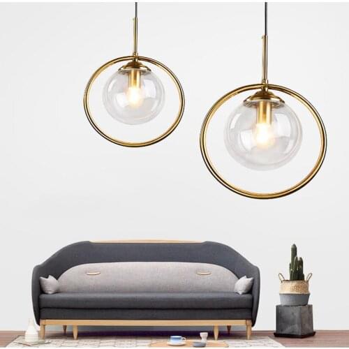 Modern Creative Glass Pendant Lights Nordic Home Decor Ring Led Hanging Lamp Bedroom Bedside Lamp Living Room Interior Lighting