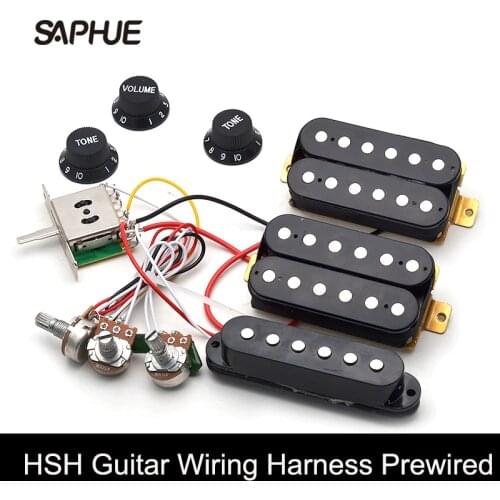 ST Guitar Wiring Harness HSH Prewired/5-way Switch/2T1V Black and White