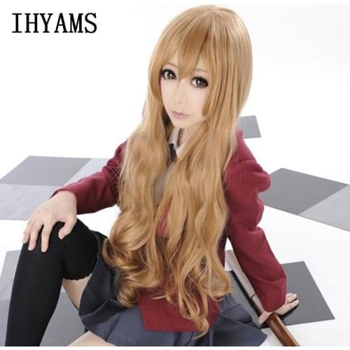 TIGER DRAGON Toradora! Aisaka Taiga 80cm Long Blonde Wavy Heat Resistant Cosplay Costume Wig + Free Wig Cap