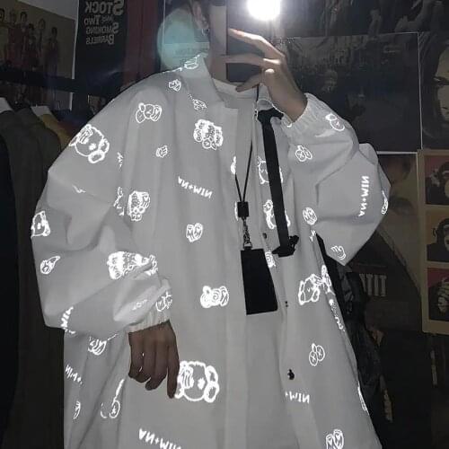 Summer Reflective Hoodie Funny Women Thin Sweatshirt Spring Oversize Hoodie Girl Outerwear Loose Clothes Punk Sunscreen Tops