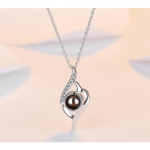 KOFSAC 2020 Hot 925 Sterling Silver Necklaces For Lady Jewelry I Love You In 100 Languages Projection Necklace Women Accessories