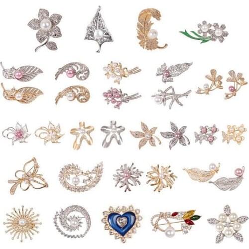 Vintage Alloy Flower Brooch Wedding Rhinestone Crystal Bridal Bouquet Brooch Pin Hand Made Clothes Accessories