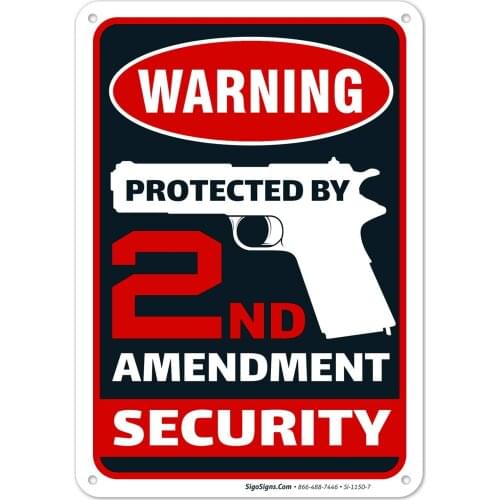 2nd Amendment, Protected by 2nd Amendment Sign, 10x7 Rust Free Aluminum,Weather/Fade Resistant, Easy Mounting, Indoor/Outdoor