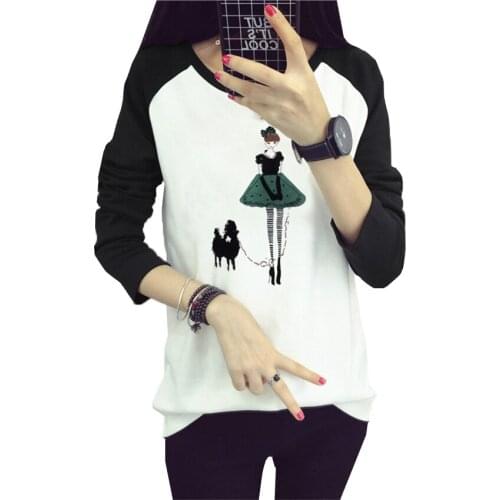 Spring Autumn Slim Women T-Shirt Fashion New Long Sleeve T-Shirts O-neck Patchwork Casual T shirt Pullover Ladies Clothes Mw006