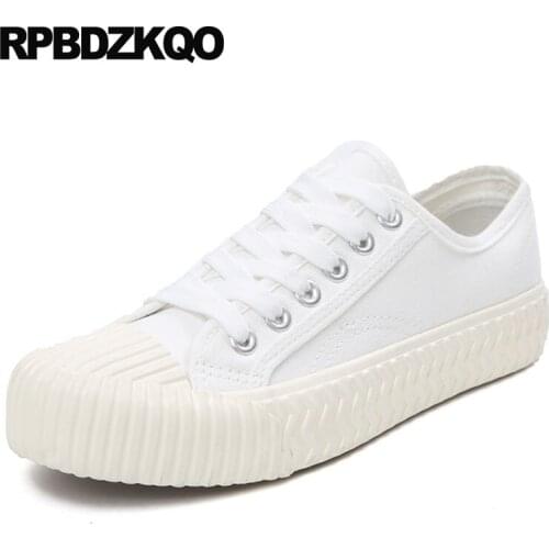 Thick Sole Elevator White Canvas Shoes Plain Women Creepers Platform Muffin Comfortable Flats Red Trainers Yellow Sneakers 2021