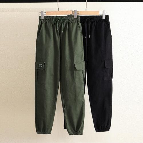 Women Overalls Style Loose Mid-High Waist Straight Slim Female Casual Pants Sports Outdoor Trousers Nine-Point Drawers Ladies595