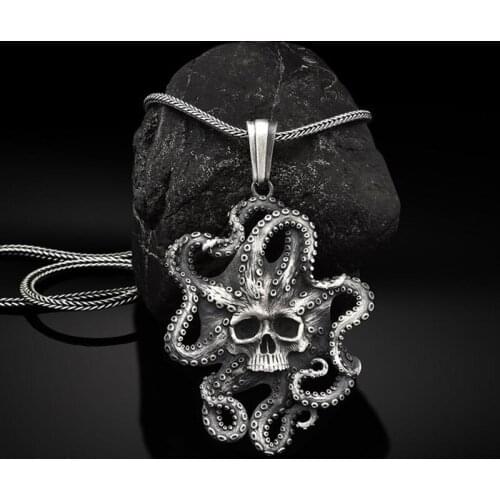 Zodiac Octopus sea monster pendant necklaces for man Cthulhu myth Jewelry on the neck hip-hop Mens chain necklace accessories